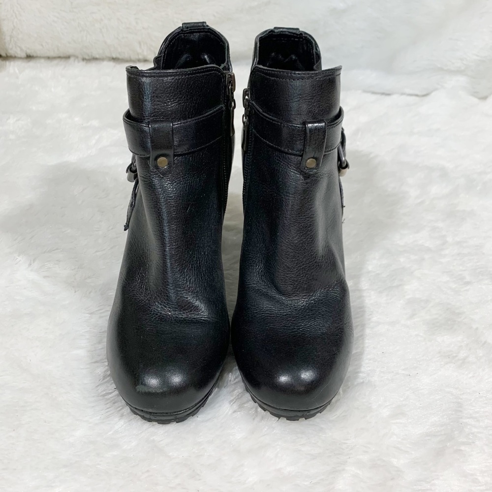 Dune London Lug Sole Leather Belted Ankle Booties - Picture 4 of 8